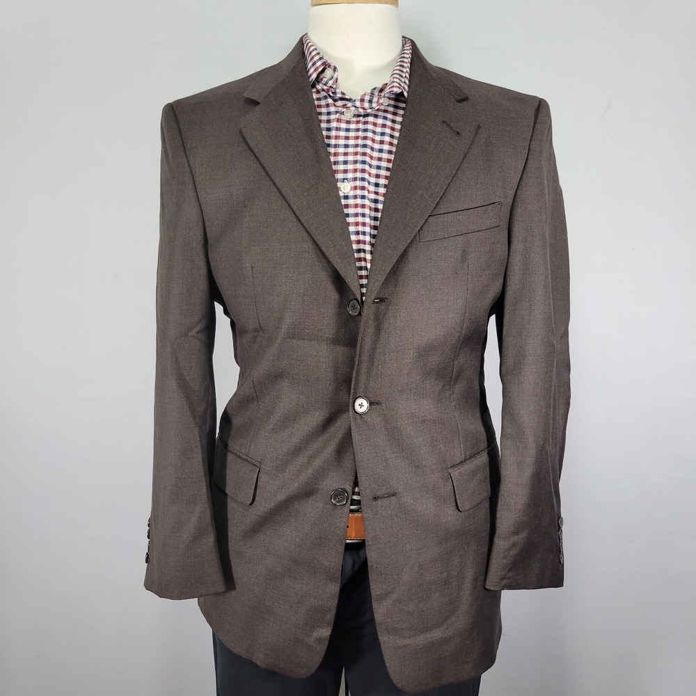 Murano Men's Sport Coat Blazer Three Button Brown Wool Made in Italy Size‎ 39R